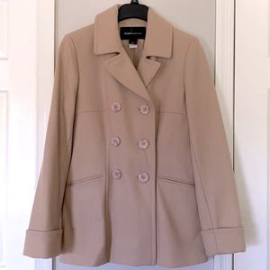 Moda International wool double breasted camel peacoat M